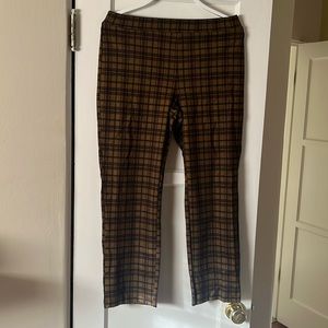 Sanctuary Gold Plaid Elastic Waist Pant Size L